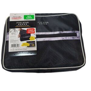 Mead Five Star Tech Sleeve Chromebook & Laptop Storage 11" Zip Close Black Grey